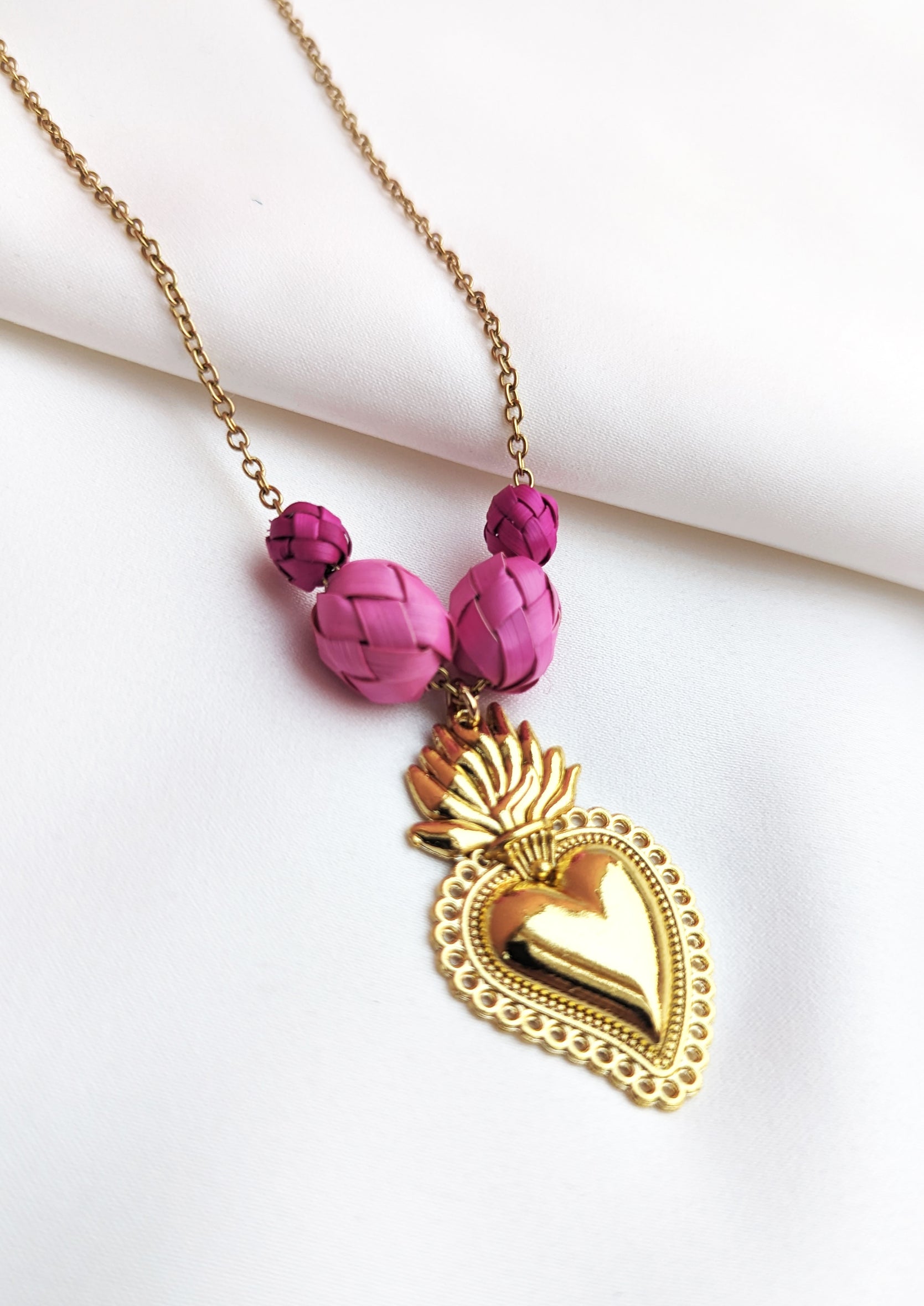 Sacred Heart Palm Necklace